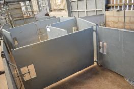 13 Sheeted Pen Gates, various sizes, with bolted galvanised steel posts