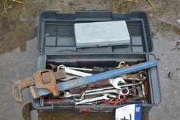 Plastic Tool Box, with assorted hand tools