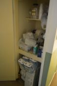 Loose Contents of Cleaning Cupboard, including sugar, sugar dispensers, tissue, bin liners and