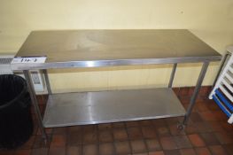 Mobile Two Tier Stainless Steel Bench, approx. 1.5m long