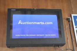 Flat Screen Television, with Armagard case and remote control