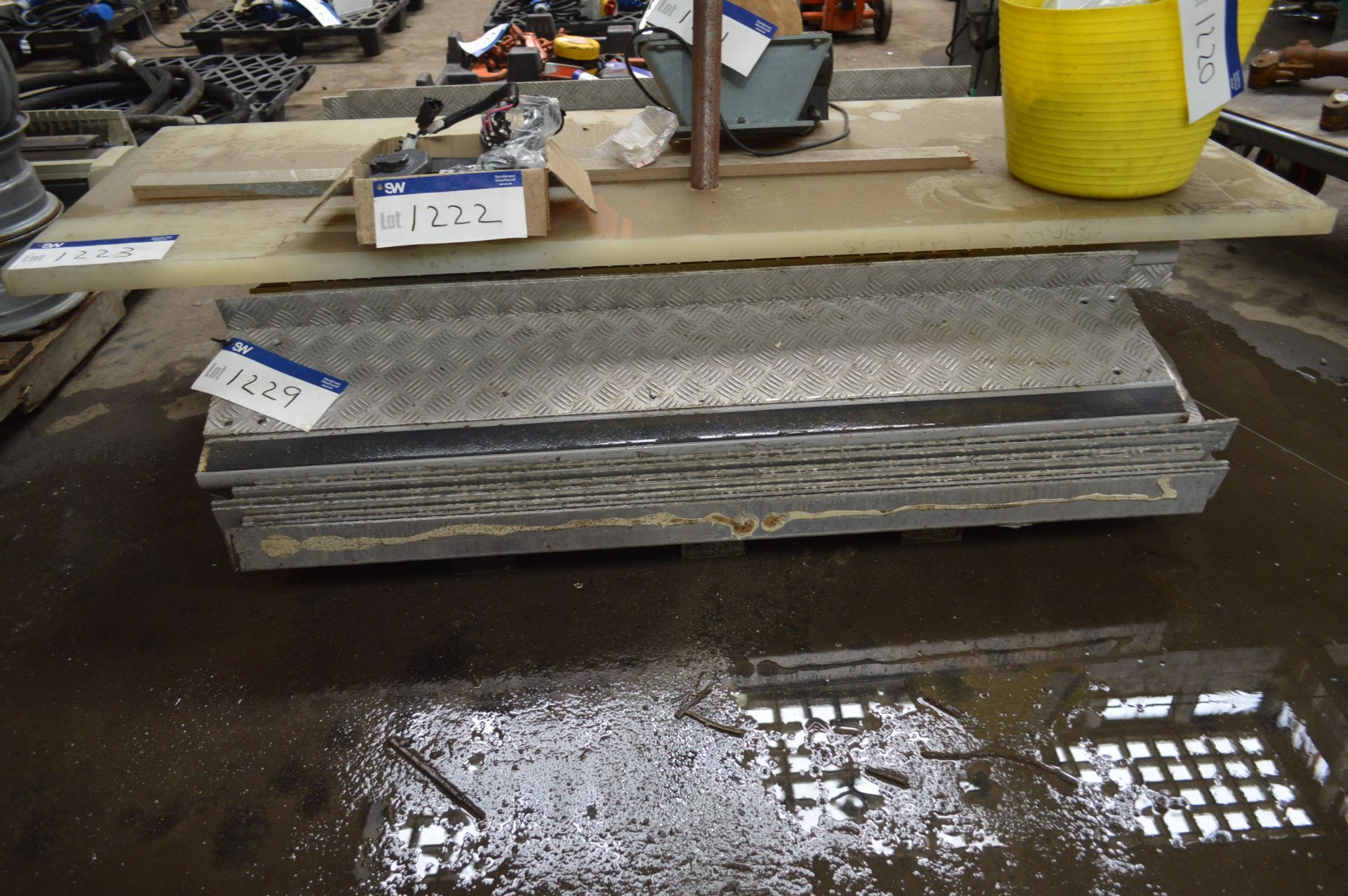 Alloy Chequer Plate Steps, each 1.4m wide