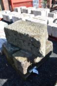 Three Assorted Stone Blocks, up to approx. 900mm x 700mm x 450mm, as set out on one pallet