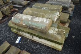 Assorted Stone Wall Tops, up to approx. 1.5m x 400mm, as set out on one pallet