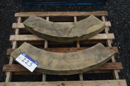 Two Curved Stone Blocks, approx. 1m long