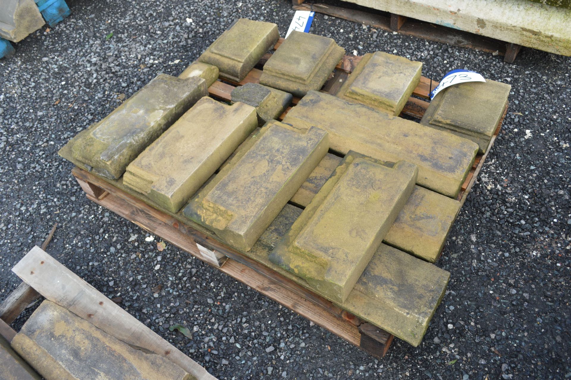 Assorted Stone Wall Tops, as set out on one pallet