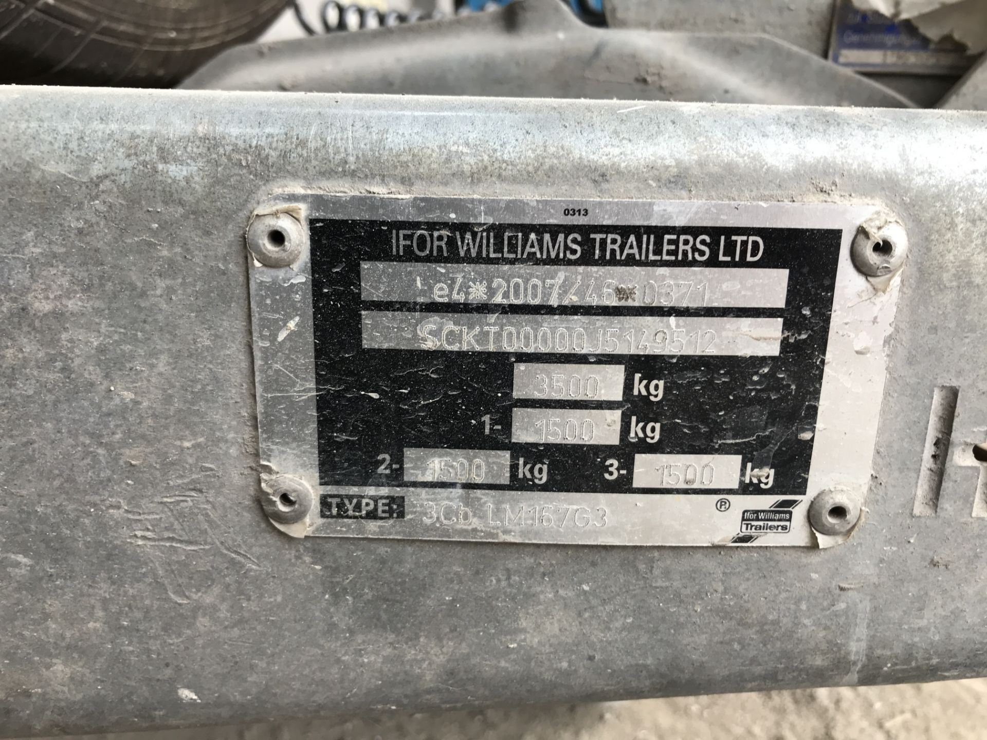 Ifor Williams 3Cb LM167G3 3500kg Tri-Axle Dropside Plant Trailer, serial np. SCKT00000J5149512, - Image 2 of 2