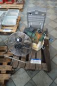 Assorted Electrical Equipment, as set out on pallet including warehouse fan, pressure washer and