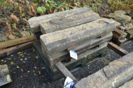Assorted Stone Wall Tops, up to approx. 1.2m x 300mm, as set out on one pallet