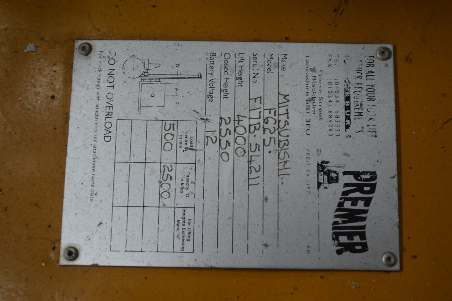 Mitsubishi Premier FG25 LPG Fork Lift Truck, serial no. F17B 54221, indicated hours (to be - Image 5 of 5