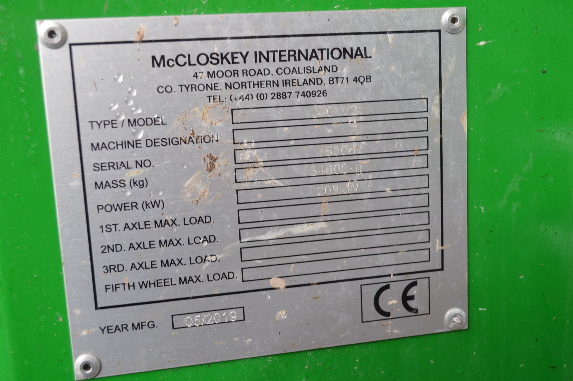 McCloskey J40v2 Jaw Crusher, serial no 76006, year of manufacture 2019 (please note 5% Buyers - Image 5 of 6