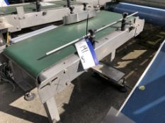 Conveyor, approx. 1.2m long x 400mm belt width x 900mm high, lift out charge - £20