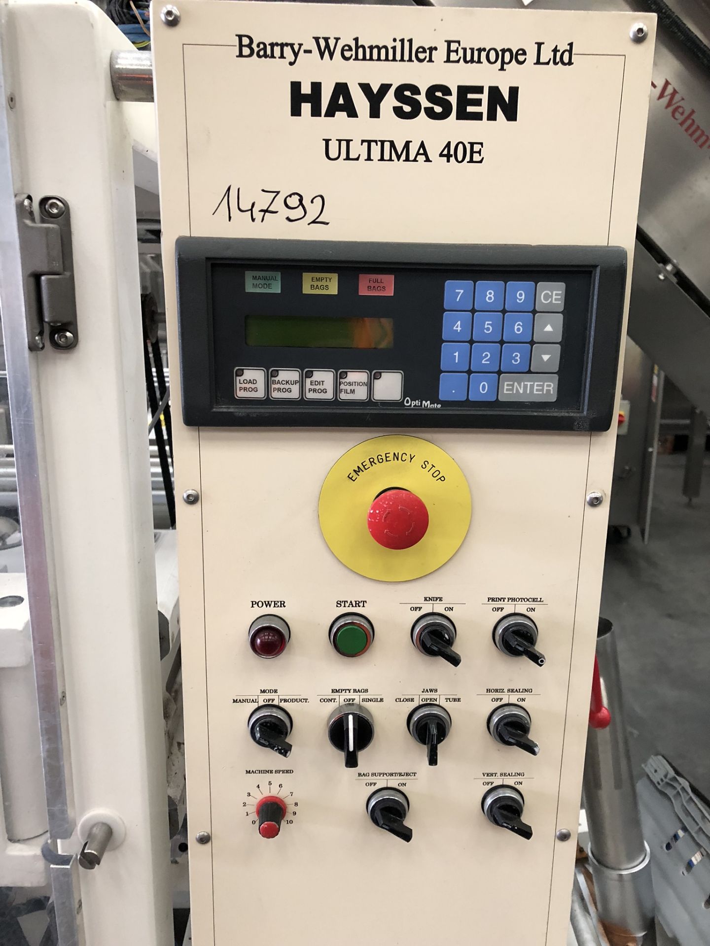 Hayssen Ultima 40E FORM, FILL AND SEAL BAGGING LINE, with four filling tubes, 50mm, 90mm, 130mm, and - Image 2 of 16