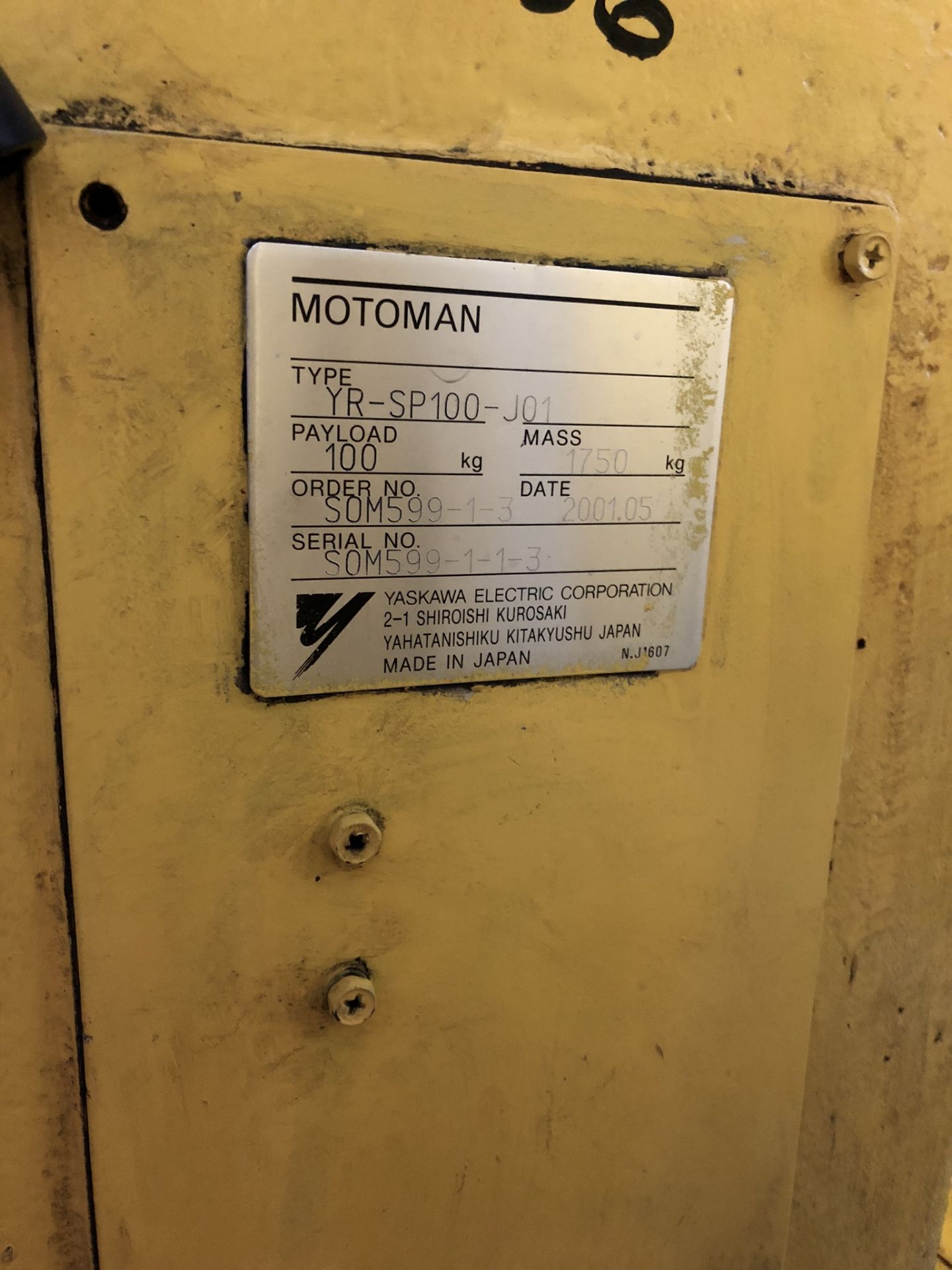 Motoman YRSP100-J01 Robot Arms, serial no. SOM599-1-1-3, year of manufacture 2005, with hoses, 100kg - Image 4 of 4