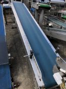 Elevator Conveyor, approx. 3m long x 330mm belt width, Infeed at 500mm and outfeed at 1000mm high,