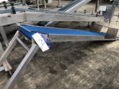 Plastic Belt Conveyor, approx. 2.4m long x 370mm belt width, lift out charge - £20