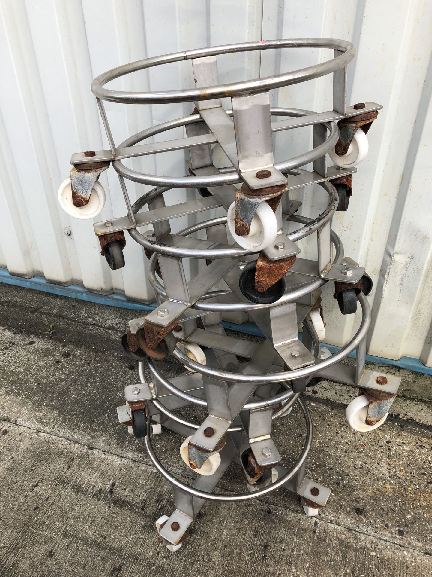 Ten Mobile Stainless Steel Framed Barrel Holders, lift out charge - £10 - Image 2 of 2