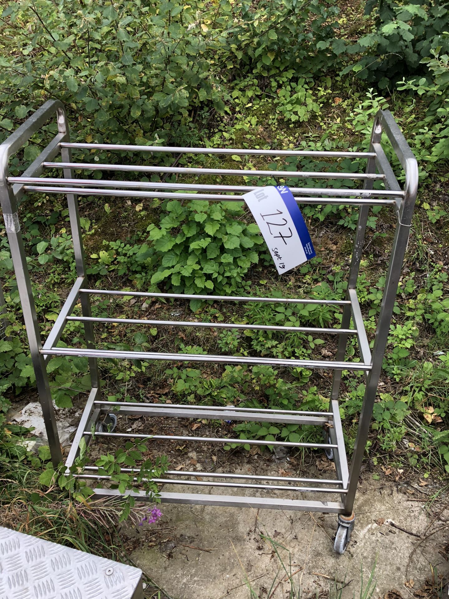 Mobile Three Tier Trolley, approx. 1m x 0.45m x 1.2m high, lift out charge - £10