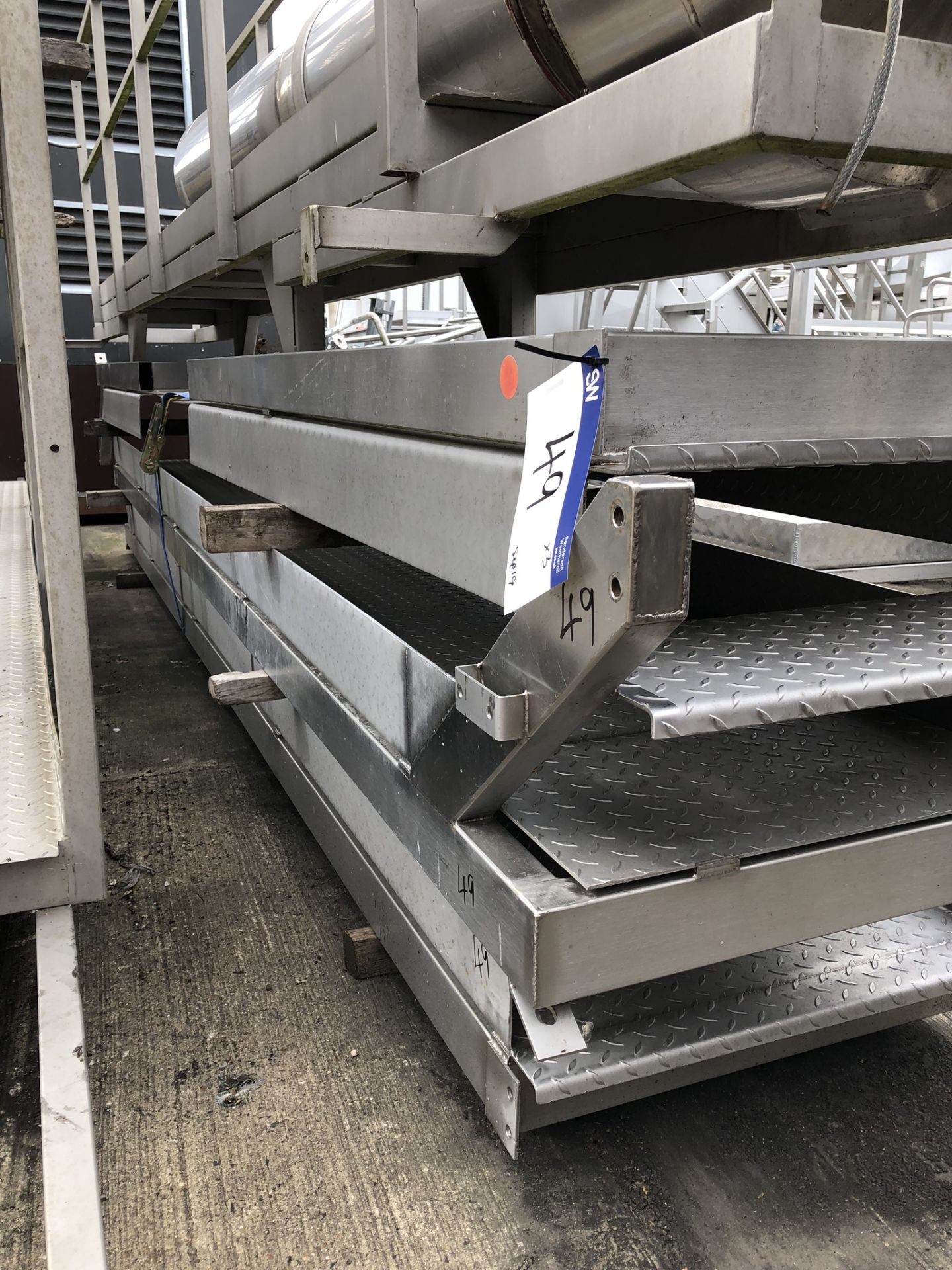 Three Section Stainless Steel Walkway Gantry, approx. 5m x 7.5m wide, lift out charge - £50