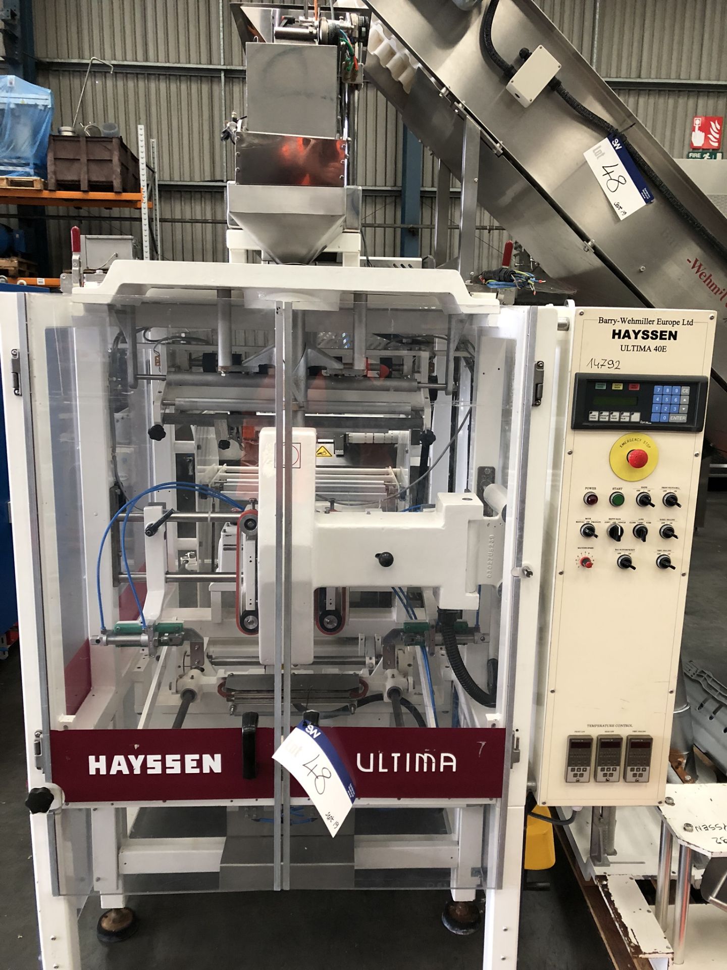 Hayssen Ultima 40E FORM, FILL AND SEAL BAGGING LINE, with four filling tubes, 50mm, 90mm, 130mm, and - Image 6 of 16