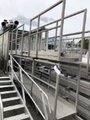 Two Section Stainless Steel Walkway Gantry, with side rails, approx. 5m long x 0.6m wide, lift out