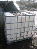 1000 litre Plastic IBC, in steel cage with filler