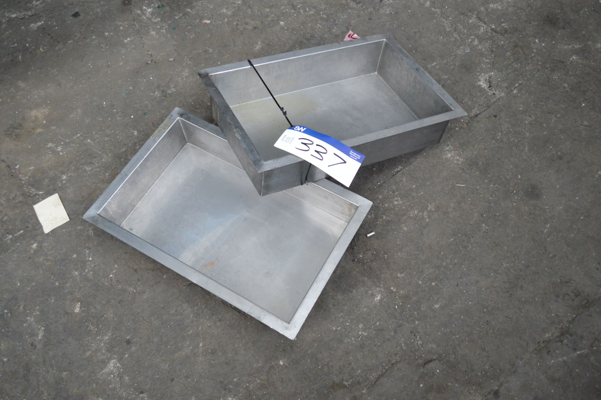 Two Stainless Steel Trays, each approx. 650mm x 40