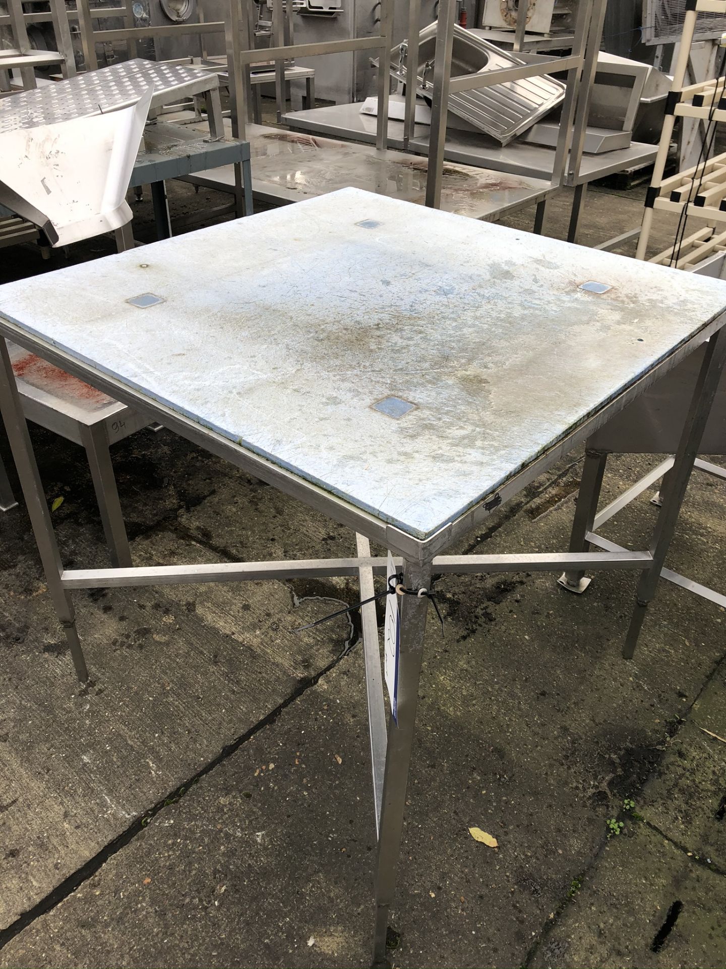 Plastic Topped Table, on stainless steel frame, di - Image 2 of 2