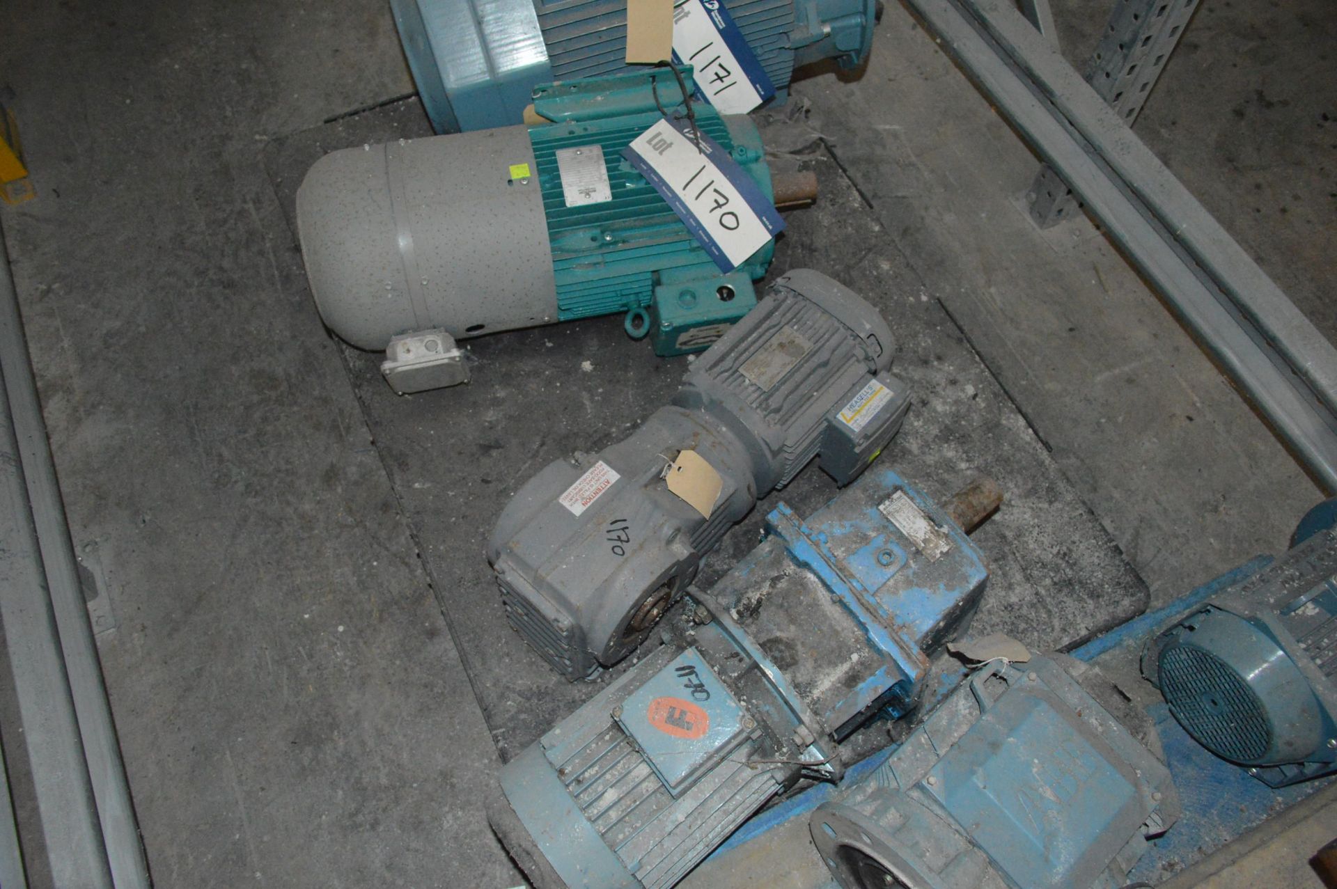 Three Electric Motors, on pallet, (one geared) (no