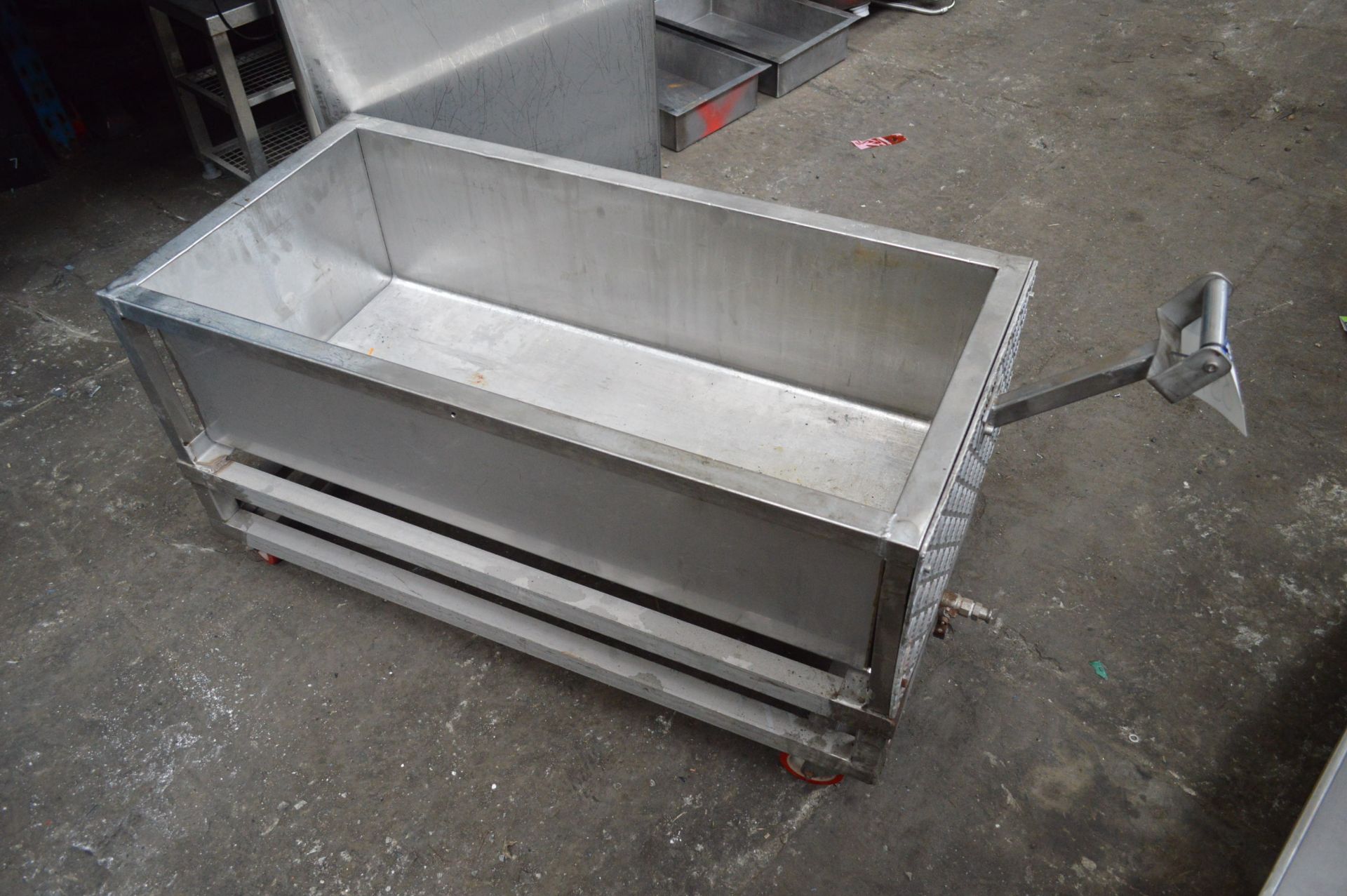 Mobile Stainless Steel Tank, approx. 1.2m x 600mm
