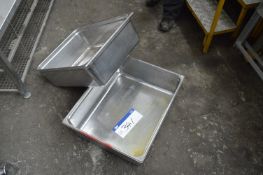 Two Sanitize Stainless Steel Rinse Trays, each app