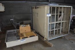 MAINLY STAINLESS STEEL-CASED HEAT EXCHANGE UNIT, approx. 1.4m x 1.5m x 2m long overall, with