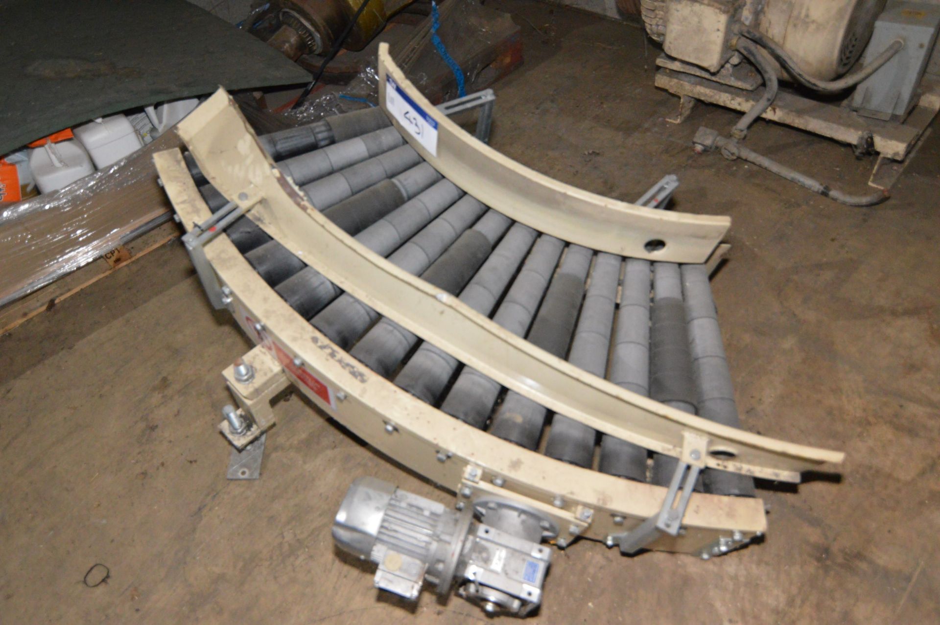 Powered Radius Roller Conveyor, each roller approx. 600mm wide