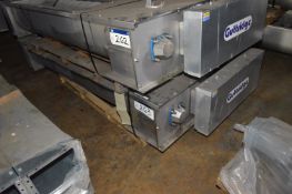 Guttridge TWIN 300mm dia. STAINLESS STEEL HOPPER DISCHARGE CONVEYOR, serial no. 597725-1-1, year