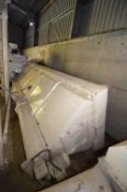 HOPPER WEIGHER, approx. 5m x 1.3m x 1m deep, with Carier screw conveyor discharge, fitted geared