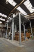 BOLTED SECTIONAL GALVANISED STEEL MEZZANINE FLOOR/ PLANT ENTABLATURE, approx. 11m x 6m x 6.6m