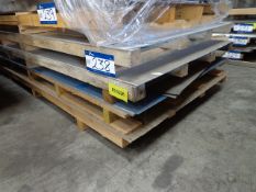 Four Pallets of Coated Flat Metal Sheet, blue, whi