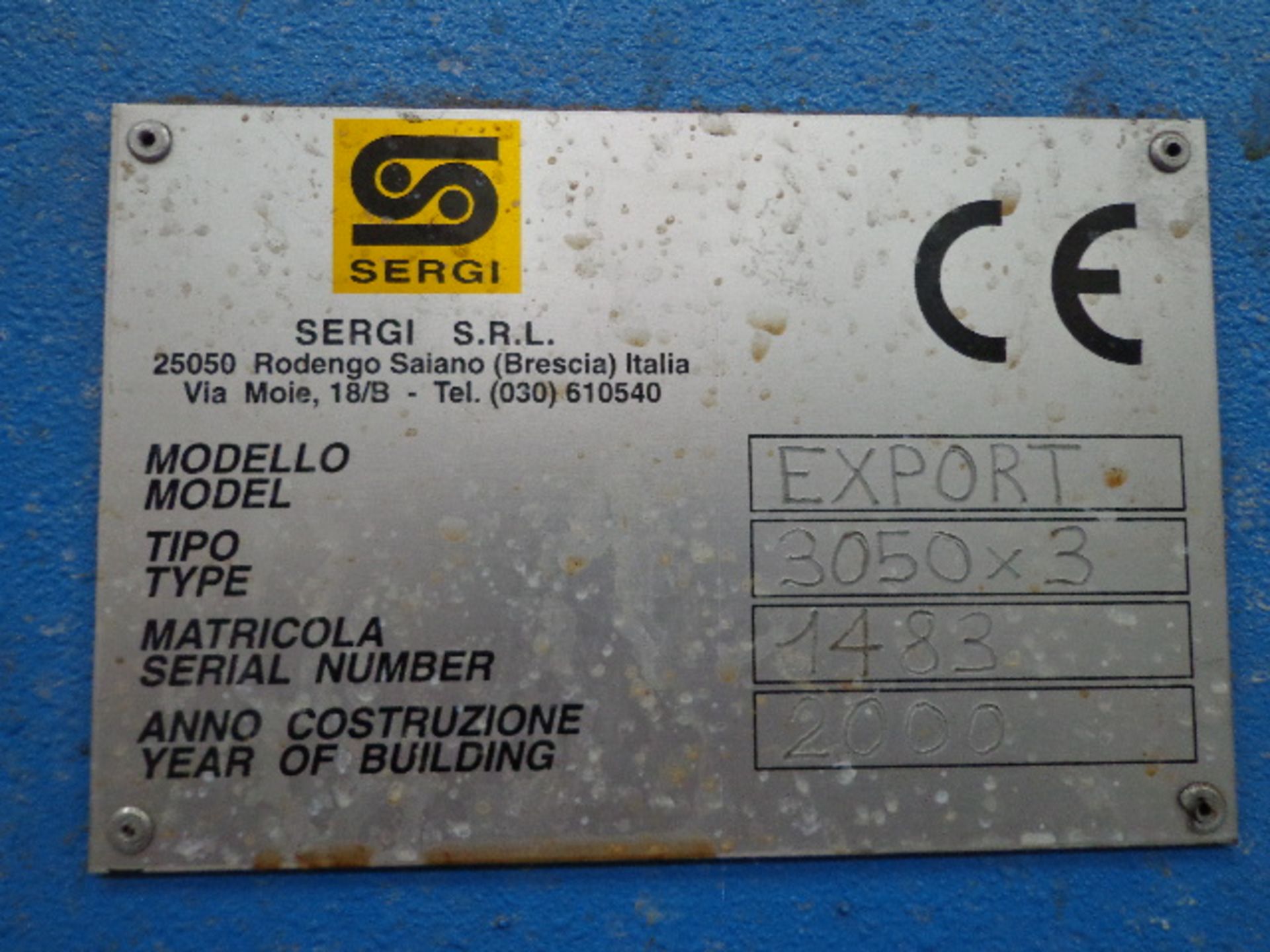 Sergi Export 3050 x 3 Powered Bending Rolls, seria - Image 4 of 4