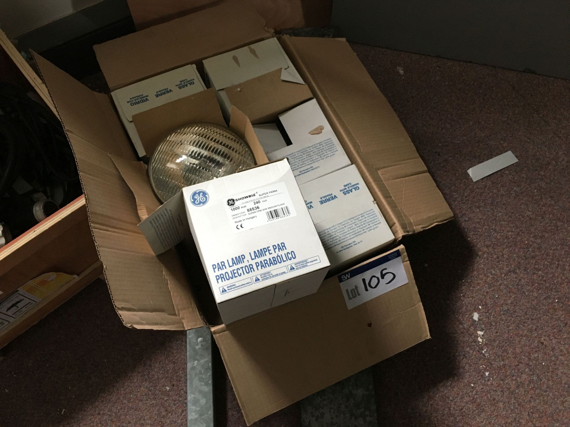 Six Super PAR 64 1000W Bulbs, in box