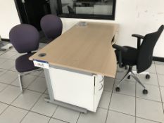 Two Ash Effect Wave Shaped Single Pedestal Desks,