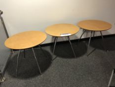 Three Beech Effect Chrome Framed Circular Tables,