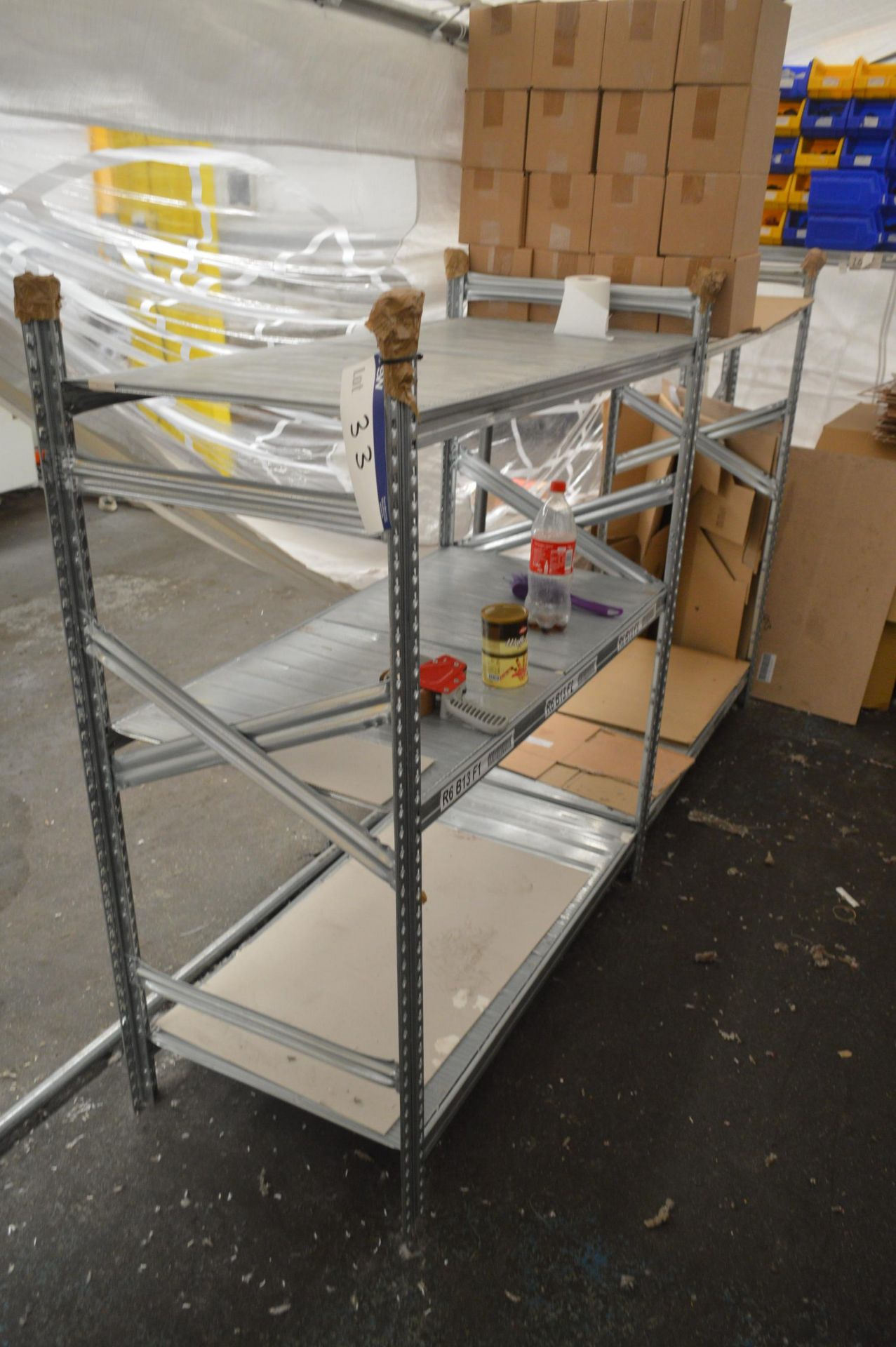 Two Bay Mainly Two Tier Galvanised Steel Stock Rack, each bay approx. 1.25m x 600mm x 1.5m high