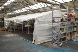 Tubular Steel Framed Marquee, approx. 10m x 5m (reserve removal until contents within are cleared)