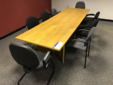 Boardroom Table, with eight fabric upholstered stand chairs