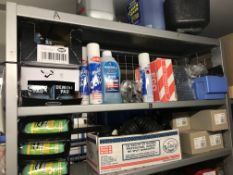 Assorted De-Icing, Antifreeze and Kia Car Parts, as set out on one bay of rack