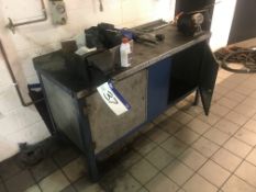 Steel Framed Double Door Bench, with 6in bench vice, Draper double ended bench grinder and