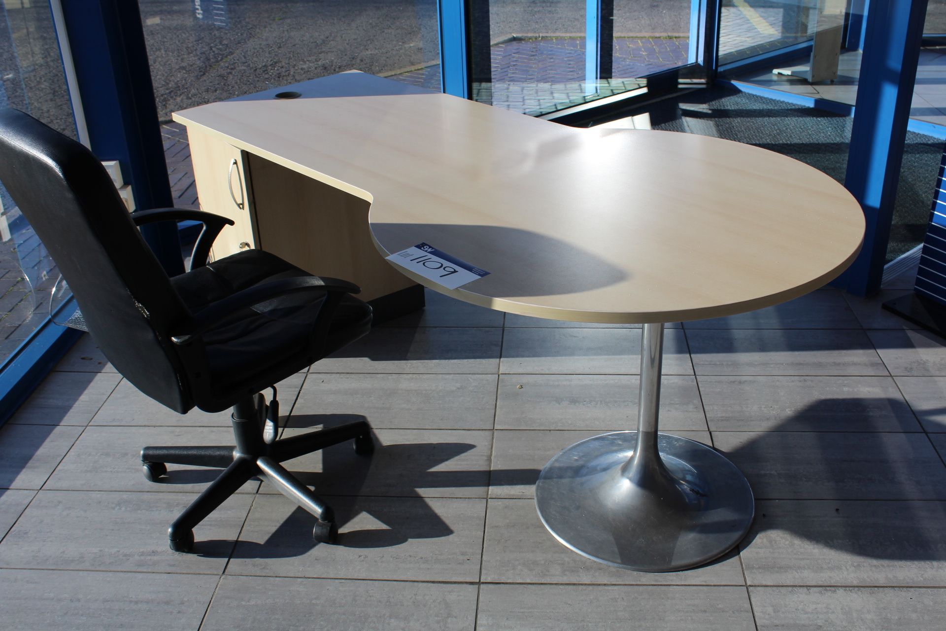 Steel Framed Desk, with leather effect upholstered