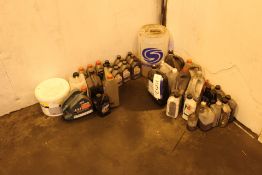 Assorted Oils & Lubricants, as set out in corner (