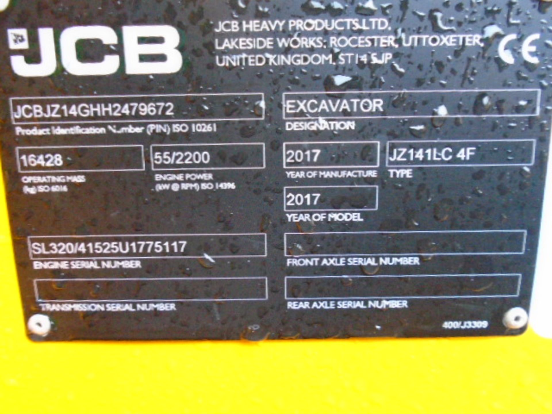 JCB JZ141LC 4F Tracked Excavator, serial no. 24796 - Image 9 of 9