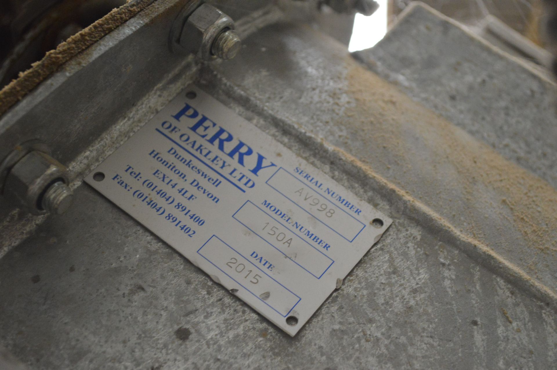 Perry 150A Galvanised Steel Cased Inclined Auger Conveyor, serial no. AV998, year of manufacture - Image 2 of 2